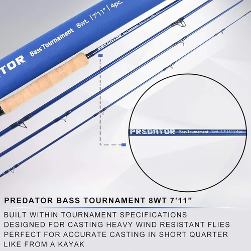 Vista 2 de M MAXIMUMCATCH Maxcatch Predator Big Game y caña de pescar con mosca de agua salada: 7'11''/9'2''/10', 4 piezas, 8/9/10/11/12