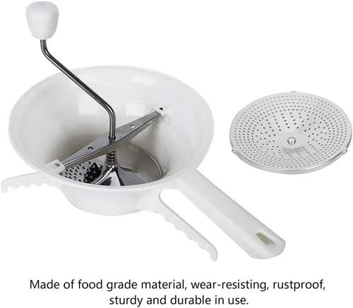 Vista 5 de Molinillo manual de alimentos, 33,5 × 4.5 in, molinillo manual de alimentos con 3 discos de acero inoxidable, molinillo de verduras de cocina