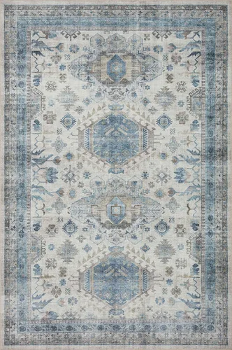 Vista 5 de Loloi Heidi Collection HEI-03 Denim/Blush Alfombra Decorativa de 2'-0" x 5'-0