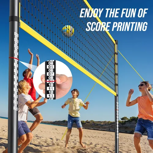 Vista 8 de Outdoor Volleyball Net Set for Backyard & Beach, 32FT Regulation Size, Easy Setup Adjustable Height Poles, Portable Net System with PU Volleyball