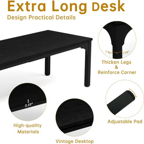 Vista 3 de Mesa de conferencias de 6.56 pies, mesa de seminario rectangular grande súper resistente para 8 personas, mesas largas de negocios, 1 unidad