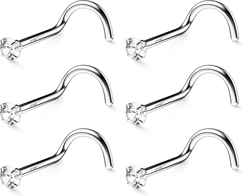 Belatti Nose Rings For Women & Men - Hypoallergenic Nose Stud Screw Piercing Jewelry (choose GAUGE - QUANTITY - COLOR - GEM SIZE)