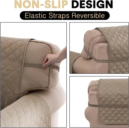 Vista 13 de Funda para futón sin brazos, protector de muebles con parte inferior elástica, reversible, acolchada, ancho de hasta 70 pulgadas, resistente al Negro