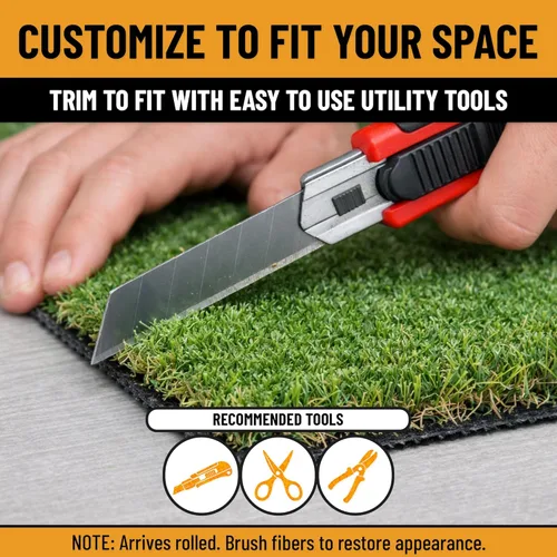 Vista 13 de Ottomanson Alfombra de Césped Artificial Falso de 6 pies 6 pulgadas x 24 pies - Césped Realista con Protección UV - Perforada para Fácil Drenaje