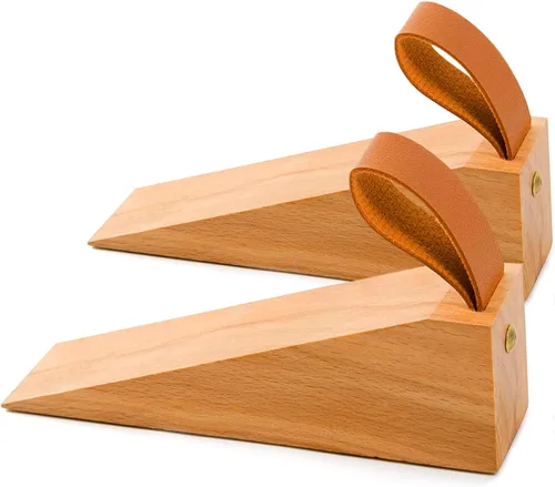 Vista 8 de Cuña antideslizante grande de madera para puerta, cuña de puerta de madera sólida, cuñas de puerta resistentes y duraderas, se ajusta a la costura