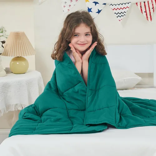 Vista 30 de yescool - Manta con peso, 7 libras, fresca, transpirable, con cuentas de cristal prémium, lavable a máquina, para dormir, 60-90 libras, 41 x 60 Gris