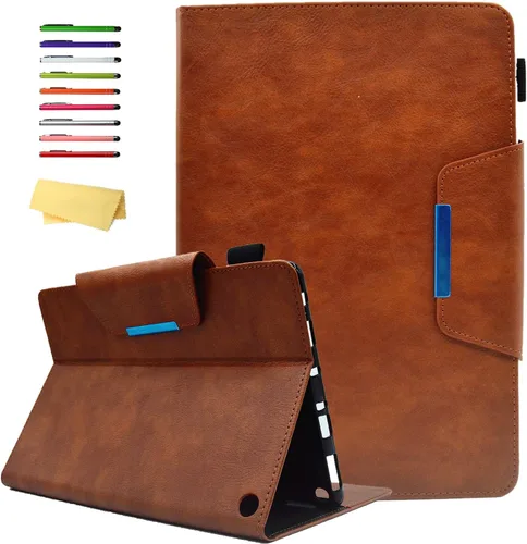 Vista 11 de Funda para tableta Amazon Kindle Fire HD 8 (8ª/7ª/6ª generación, 2018/2017/2016), con portalápices, bolsillo para tarjetas, imán de piel sintética