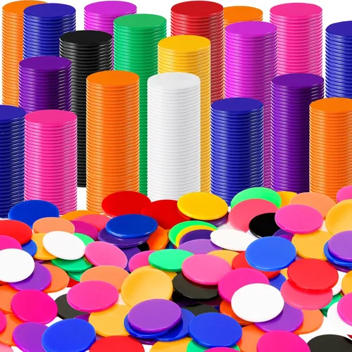 Vista 9 de Coopay Discos de contadores de aprendizaje de plástico de 1-1/5 pulgadas, discos de conteo de fichas de bingo para práctica de matemáticas y fichas
