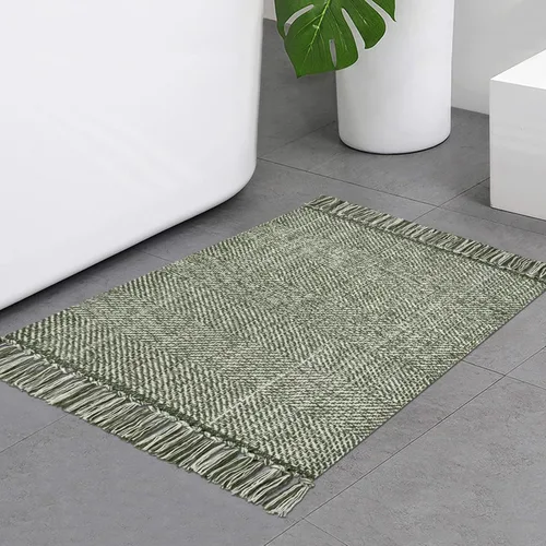 Vista 15 de Collive Alfombra de Baño Negra, 2' x 3' Tejida a Mano Lavable Alfombras Pequeñas de Cocina, Alfombra de Entrada Reversible de Algodón Alfombra