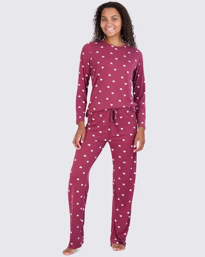 Vista 2 de Real Essentials 2 Pack Womens Pajama Set Super-Soft Short & Long Sleeve Top With Pants (Available In Plus Size)