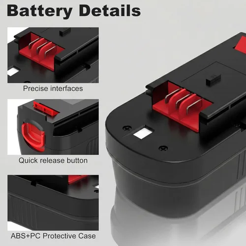 Vista 3 de Paquete de 2 baterías de repuesto HPB18 Ni-Mh de 3.6 Ah para Black and Decker 18 V, HPB18, HPB18-OPE, compatible con batería Black Decker