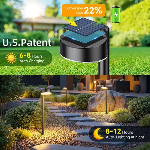 Vista 4 de Ahaorigin Paquete de 4 luces solares para caminos al aire libre, luces solares LED brillantes para exteriores, impermeables, hasta 12 horas