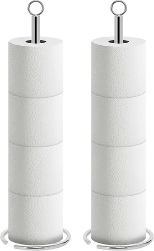 Vista 17 de NearMoon Soporte de papel higiénico para baño, soporte independiente con reserva, soporte para 4 rollos de papel de espacio para encimera de Acabado