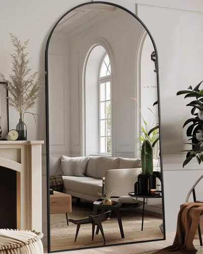 Vista 11 de Antok Espejo arqueado de longitud completa, de 71 x 32 pulgadas, sin vidrio, con soporte, de suelo, no empotrado, de pared, montado para dormitorio