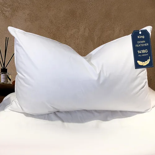 Vista 17 de BHZ Almohada estándar de plumas de ganso con funda de almohada de satén, almohada de cama de lujo de la colección de hotel para dormir, soporte