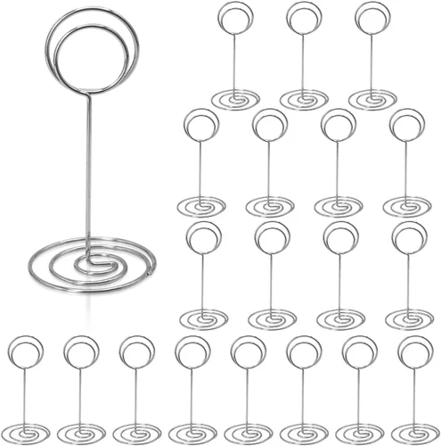 Vista 9 de Paquete de 20 soportes para números de mesa, soportes para números de mesa de 3.35 pulgadas, soporte para tarjetas de lugar para bodas, fiestas
