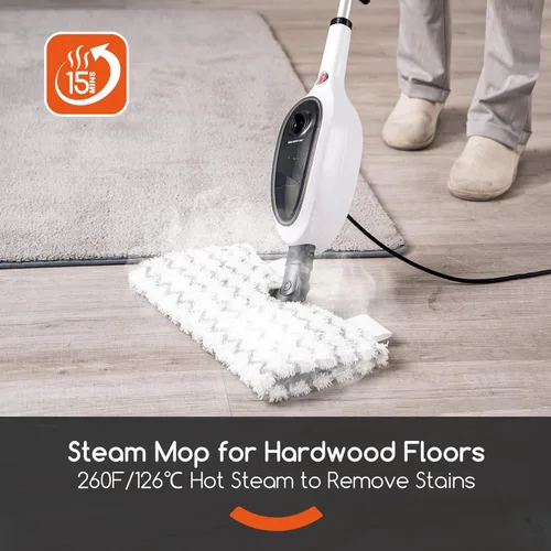 Vista 3 de REECOO Trapeador de vapor con accesorios/almohadilla, 2 piezas, diseño único de doble cara – Limpieza profunda a alta temperatura de 260 °F/258.8