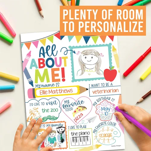 Vista 5 de Hadley Designs Pósteres All About Me Primaria - 20 Pósteres Estrella de la Semana, Pósteres All About Me Preescolar y Jardín de Infantes, Póster
