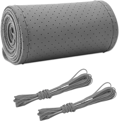 Vista 11 de Wevdn Funda de Volante de Cuero Genuino, Envolvente de Coser, Protector de Volante de Costura DIY, Protector de Volante de 15 Pulgadas Transpirable