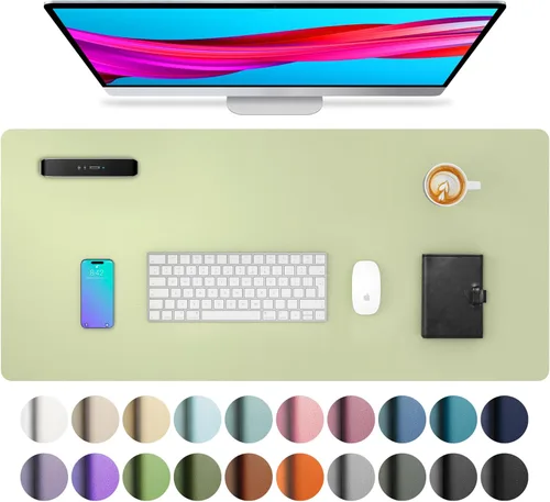 Vista 176 de Aothia - Protector de escritorio de cuero sintético impermeable y antideslizante para laptop, escritura y mouse, para oficina y hogar, 23.6 x 13.7