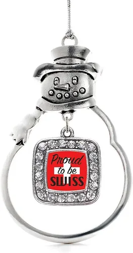 Vista 82 de Inspired Silver - Mis iniciales - Adorno con dije de letra S - Adornos navideños cuadrados de plata con joyas de circonita cúbica