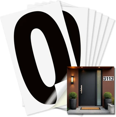 Vista 26 de iSYFIX Calcomanías de vinilo negro número 0 (Zero) – Paquete de 6 calcomanías de 1.5 pulgadas – Calcomanías de alta calidad, fondo reflectante