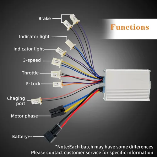Vista 3 de Controlador de motor cepillado de 36 V, 1000 W, control de velocidad de motor cepillado, con interruptor de 3 velocidades para scooter bicicleta