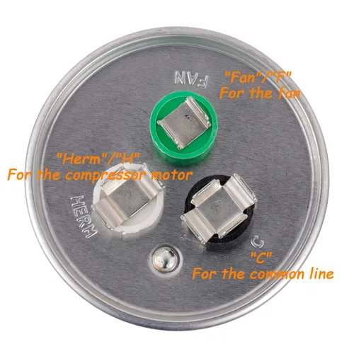 Vista 4 de 35/3 uF 35+3 MFD ±6% 370V/440V CBB65B Condensador de CA de doble ejecución de reemplazo de condensador redondo 35 3 uF MFD 370 440 voltios VCA