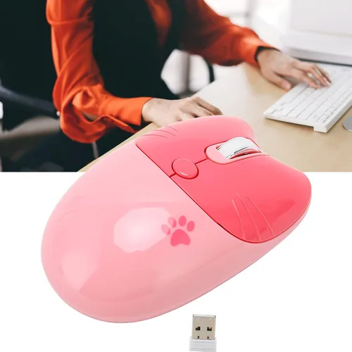 Vista 7 de BT5.1 Mouse inalámbrico, clic ultra silencioso y diseño portátil compacto para niñas, alternativa de 2.4 GHz con modo de suspensión automático Gris