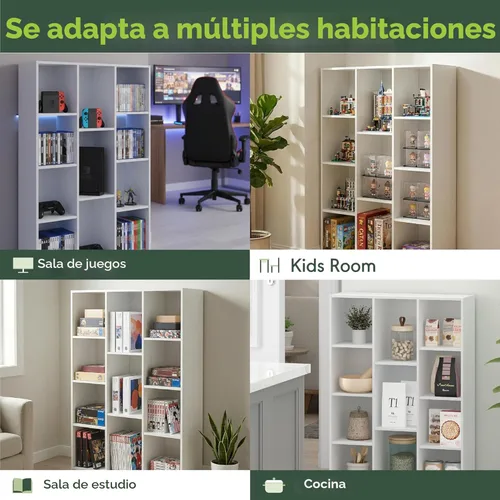 Vista 8 de Furinno - Estantería de cubos de 4 niveles serie Luder para libros y almacenamiento, color verde y blanco