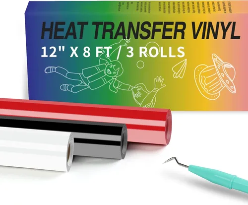 Vista 63 de HTVRONT - Rollo de vinilo termotransferible, 12 in x 8 ft para diseños en camisetas, fácil de cortar y despegar, para planchar y todas las máquinas