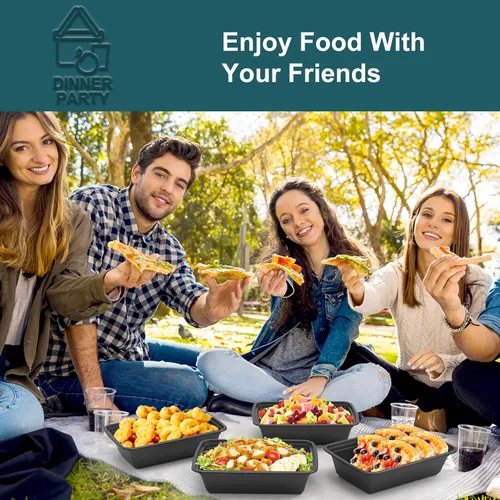 Vista 7 de WGCC Recipientes para preparación de comidas, paquete de 50 recipientes de almacenamiento de alimentos extragruesos con tapas, lonchera Bento