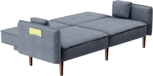 Vista 7 de DHHU Futón convertible, sofá cama moderno con respaldo ajustable, sofá biplaza de 2 asientos para espacios pequeños compactos, apartamento