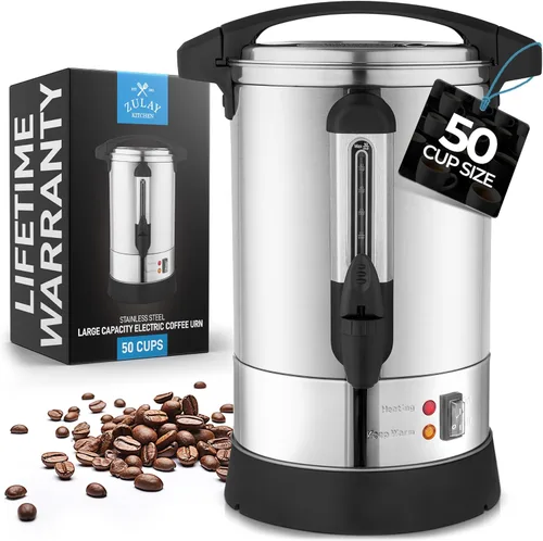 Vista 10 de Zulay - Cafetera comercial de acero inoxidable, urna de café con tapa de bloqueo giratorio y asas de tacto frío, cafetera de preparación rápida