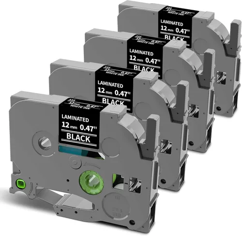 Vista 15 de Cinta transparente laminada de 0.47 pulgadas de repuesto para cinta de etiquetas Brother P-Touch negra sobre transparente TZe-131, compatible