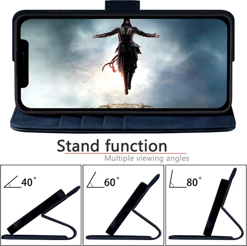 Vista 7 de DuckSky Funda tipo cartera de piel auténtica para iPhone 11 con bloqueo RFID, 4 tarjeteros de crédito. Cuero auténtico. Funda protectora para iPhone