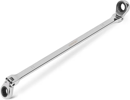 Vista 10 de DISEN Llave de trinquete de cabeza flexible extra larga de 0.394-0.433 in, llave de trinquete de largo alcance con extremo de caja doble, acero CRV
