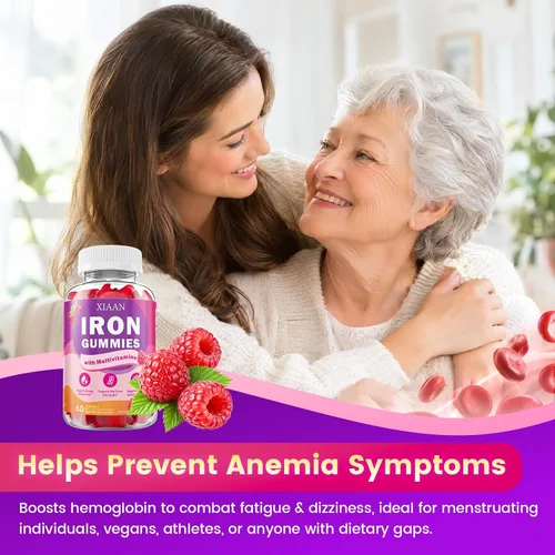 Vista 5 de Gomitas de hierro para niños y adultos, hierro 45 mg con vitamina C