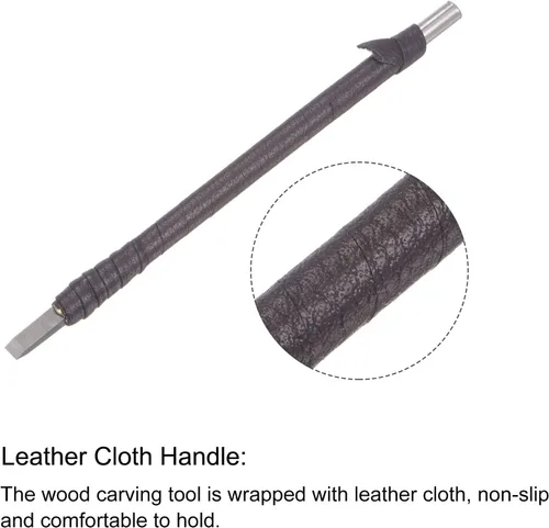 Vista 4 de uxcell Cuchillo para tallar cinceles de madera, carburo de tungsteno de 0.197 in, punta plana, herramienta de mano para carpintería, Graver 5.906 in