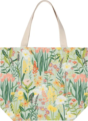 Now Designs Printed Reusable Cotton Tote Bag, 15 x 18 inch