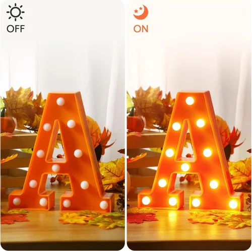 Vista 4 de Fabbay 9 letras LED de marquesina con texto en inglés «Happy Fall» para decoración de otoño, letras iluminadas, letras LED de otoño, alfabeto