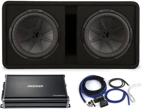 KICKER 48DCWR122-RS 12" CompR Series Sub 1000W RMS 2 Ohm Caja de subwoofer cargada 43CXA12001-RS Audio para coche Mono Serie CX Clase D 1200W Sub