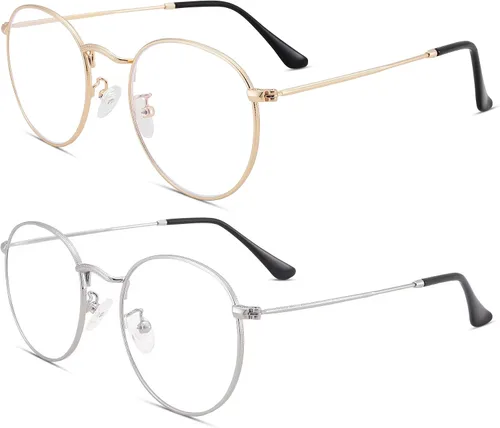 Pro Acme Gafas transparentes sin receta retro clásicas redondas con marco de metal para mujeres y hombres