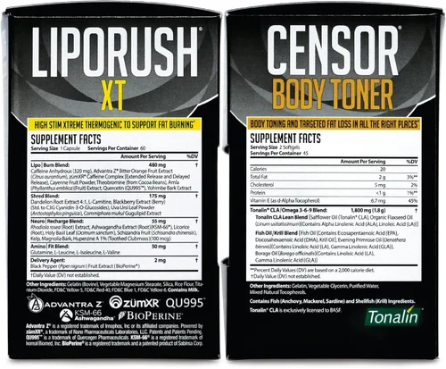 Vista 2 de LIPORUSH NDS Nutrition Pila de doble impacto de máxima resistencia, potente kit de pérdida de peso 2 en 1, combina termogénico XT de alta energía