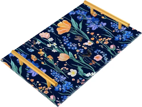 Vista 9 de Flowers Daffodils Snapdragon Iris Orange Tray for Bathroom Paper Towel Tray Desk Drawer Organizer for Sink