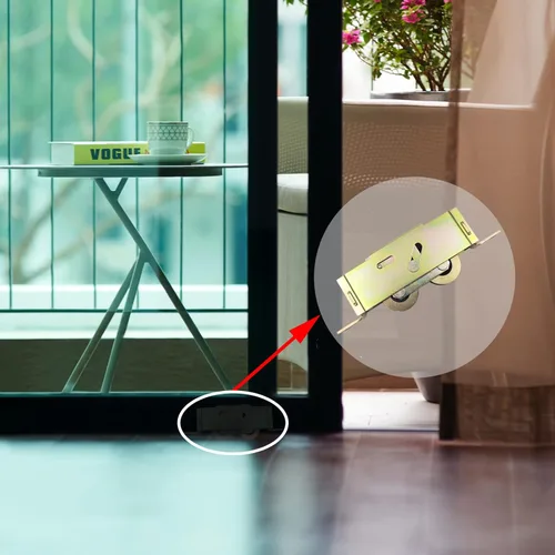 Vista 5 de Conjunto de rodillo tándem para puerta corrediza de patio para puertas de vidrio guardián, rodamiento de bolas de acero de 1-1/4 pulgadas, centros