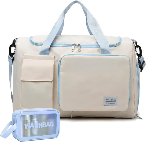 Vista 53 de Bolsa de Gimnasio Pequeña para Mujer, Bolsa de Lona de Viaje, Bolsa de Fin de Semana con Compartimento para Zapatos