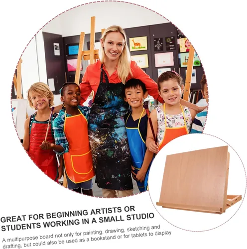 Vista 8 de COHEALI Caballete de mesa ajustable portátil 4k para tableta, caballete de mesa de madera, almohadillas antideslizantes plegables 3 modelo pequeño