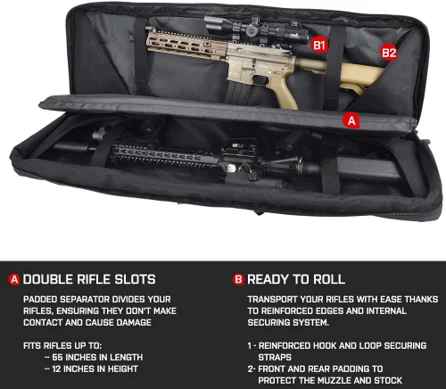 Vista 2 de Lancer Tactical 600 Denier poliéster doble carabina suave caso accesorios bolsas MOLLE Webbing secundario arma compartimiento rápido desmontar