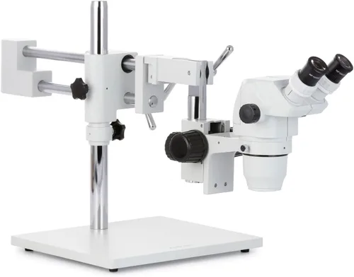 Vista 5 de AmScope Microscopio profesional de zoom estéreo binocular ZM-4B, oculares EW10x, aumento 6.7X-45X, objetivo de zoom 0.67X-4.5X, iluminación